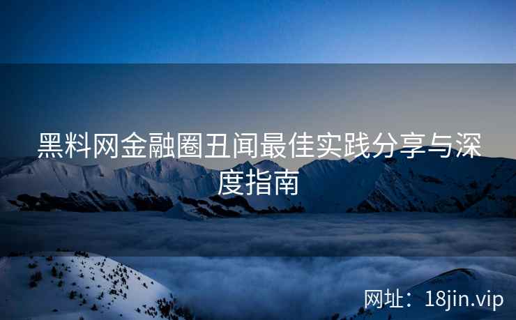 黑料网金融圈丑闻最佳实践分享与深度指南